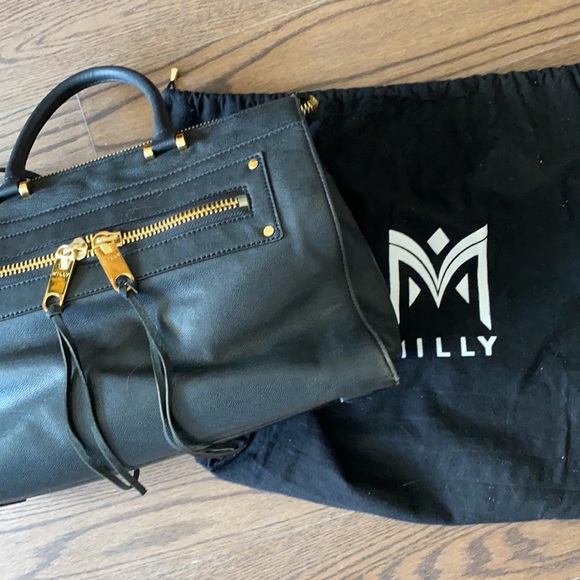 Milly black leather bag with gold details - Picture 2 of 3